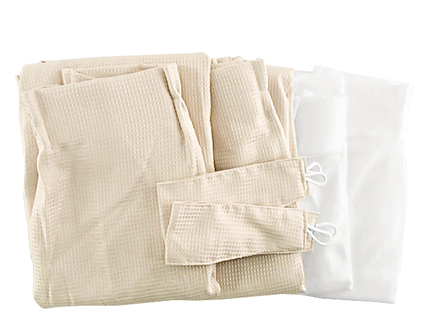 ドレープカーテン ワッフル生地 3級遮光 裏地付 & レースカーテン 4枚組セット 幅100x200cm アイボリー拍卖