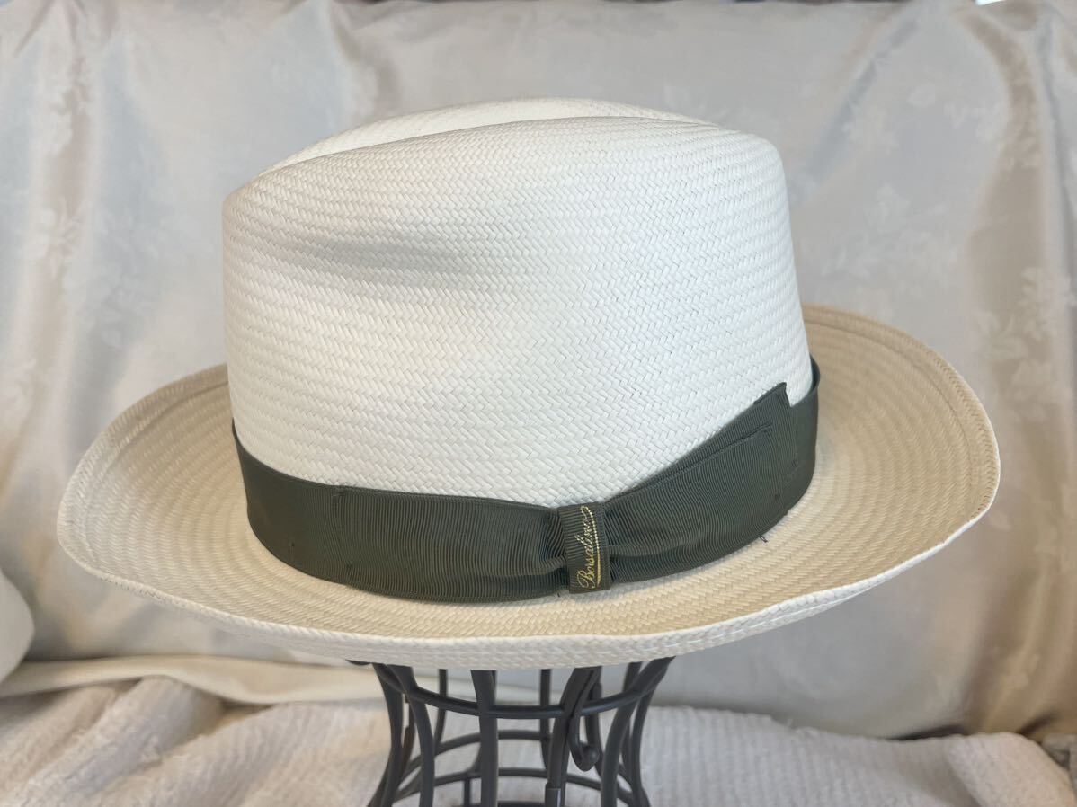 新品!ボルサリーノ☆59☆カーキ☆パナマ帽☆イタリア製☆7120010 パナマハット Borsalino 麦わら帽子 中折れ パナマ拍卖
