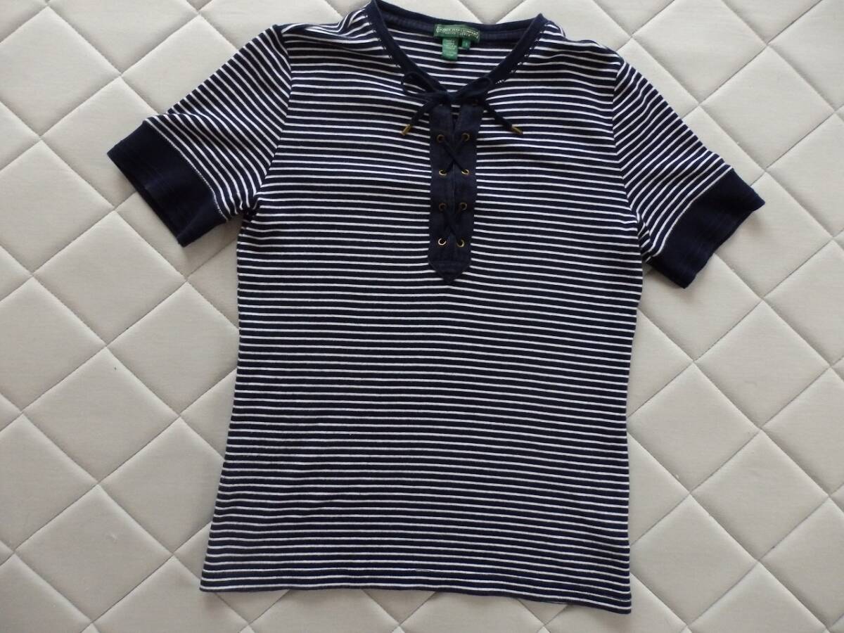 ラルフローレン ジーンズ Ralph Lauren JEANS ネイビー×ホワイト ボーダーシャツ 100%コットン 中古 レディスS 拍卖