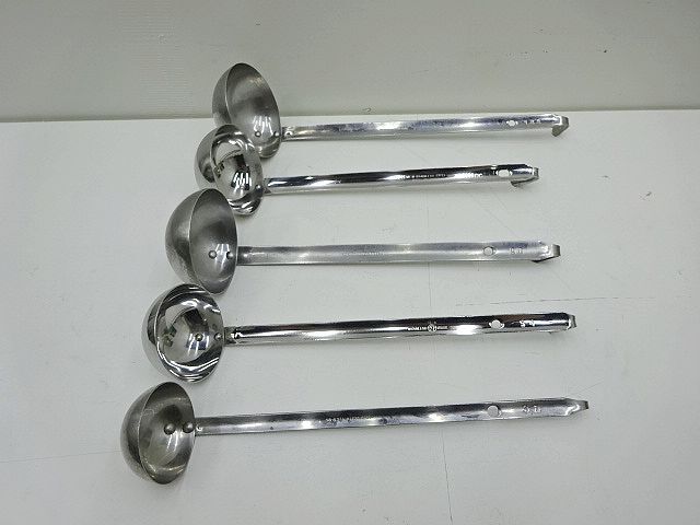 ②業務用 ステンレス お玉 5点 まとめて 中古 厨房 業務用 飲食 店舗 調理拍卖