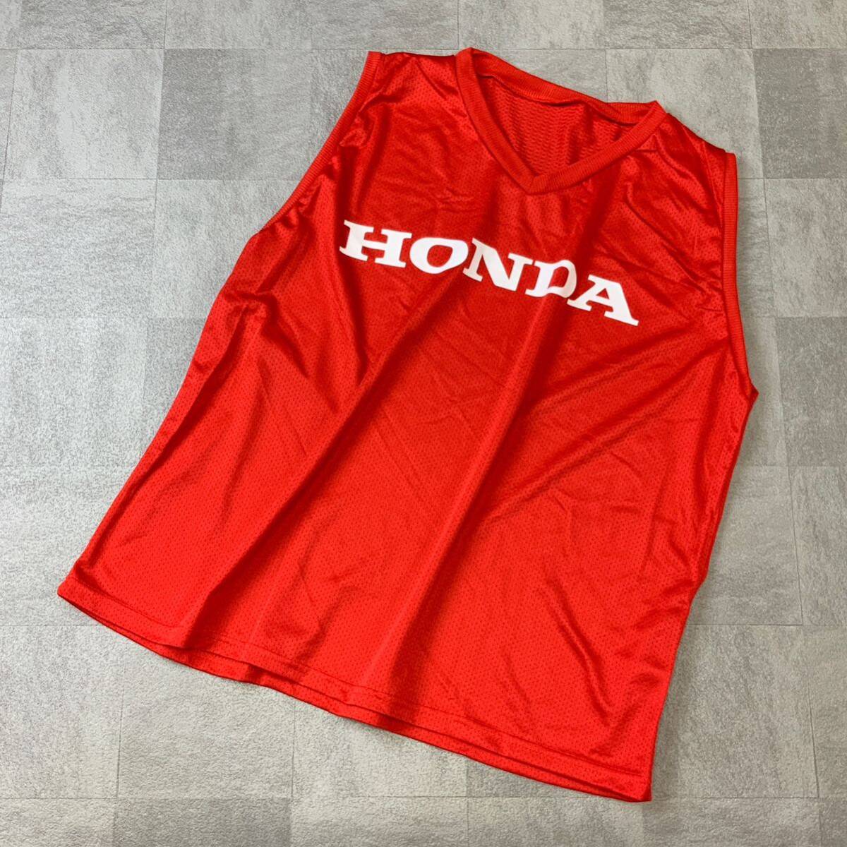 美品 HONDA 本田 ビッグロゴ タンクトップ ノースリーブ バスケシャツ メッシュ メンズ フリー レッド拍卖