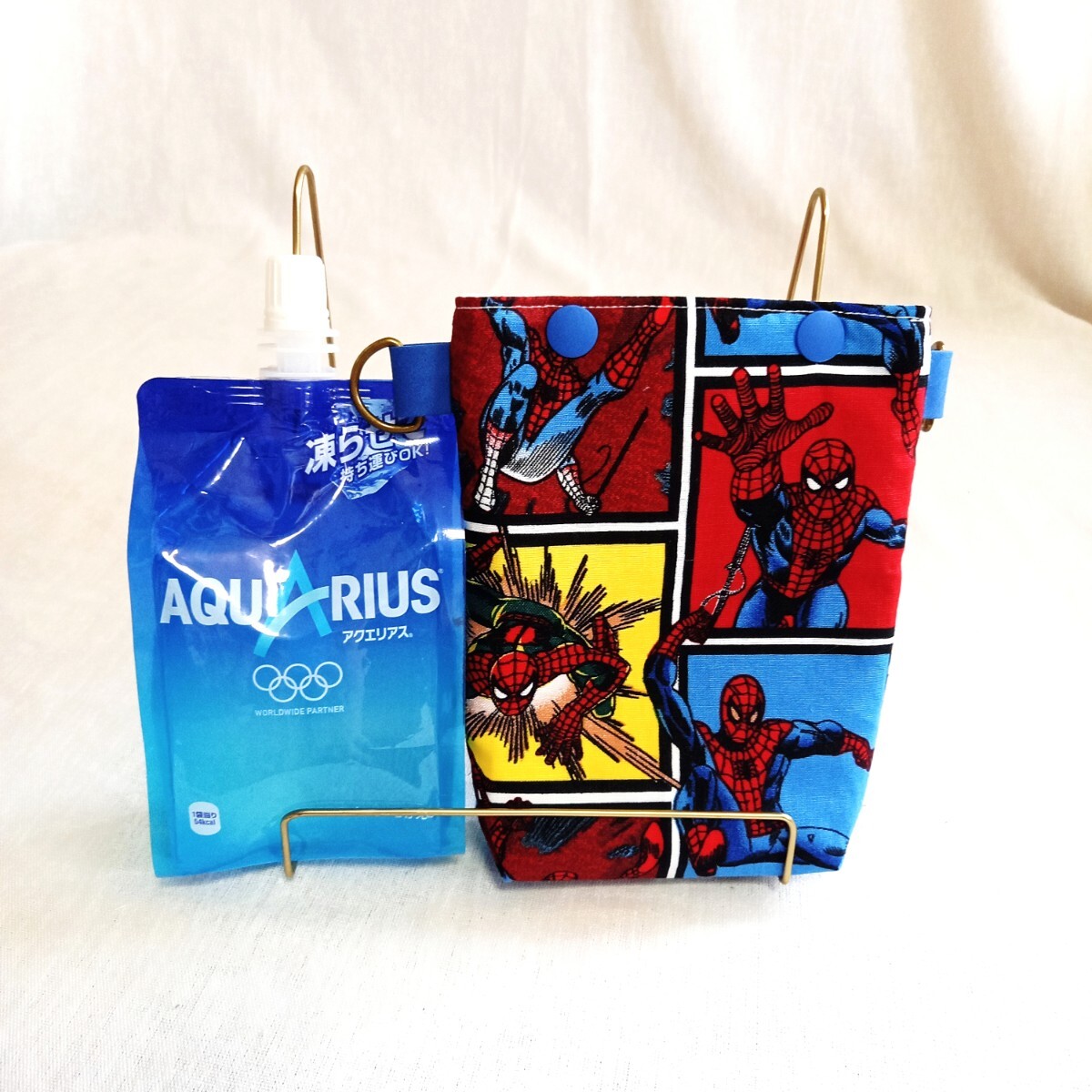 手作り☆保冷保温パウチ飲料ケース☆300g対応☆スパイダーマン拍卖