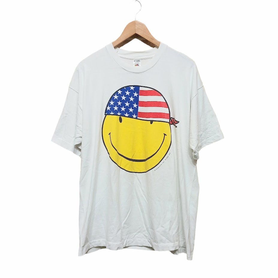 90s BLACK JACK ブラックジャック Smile Print T スマイルプリントTシャツ シングルステッチ ホワイト拍卖