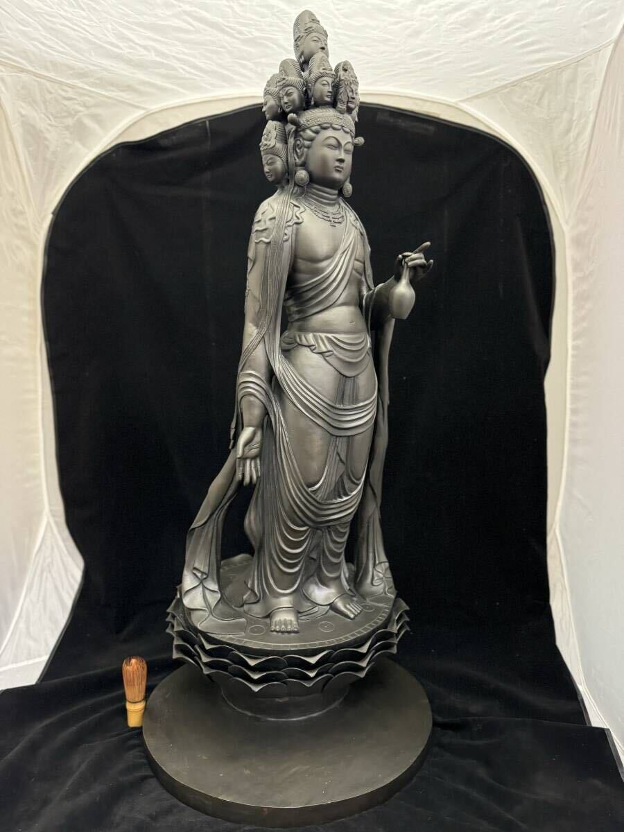 十一面観音菩薩 国宝写し 超特大 迫力 銅製 置物 如来 仏像 彫刻 開運 金運 財運 風水 骨董 古美術 インテリア アンティーク拍卖