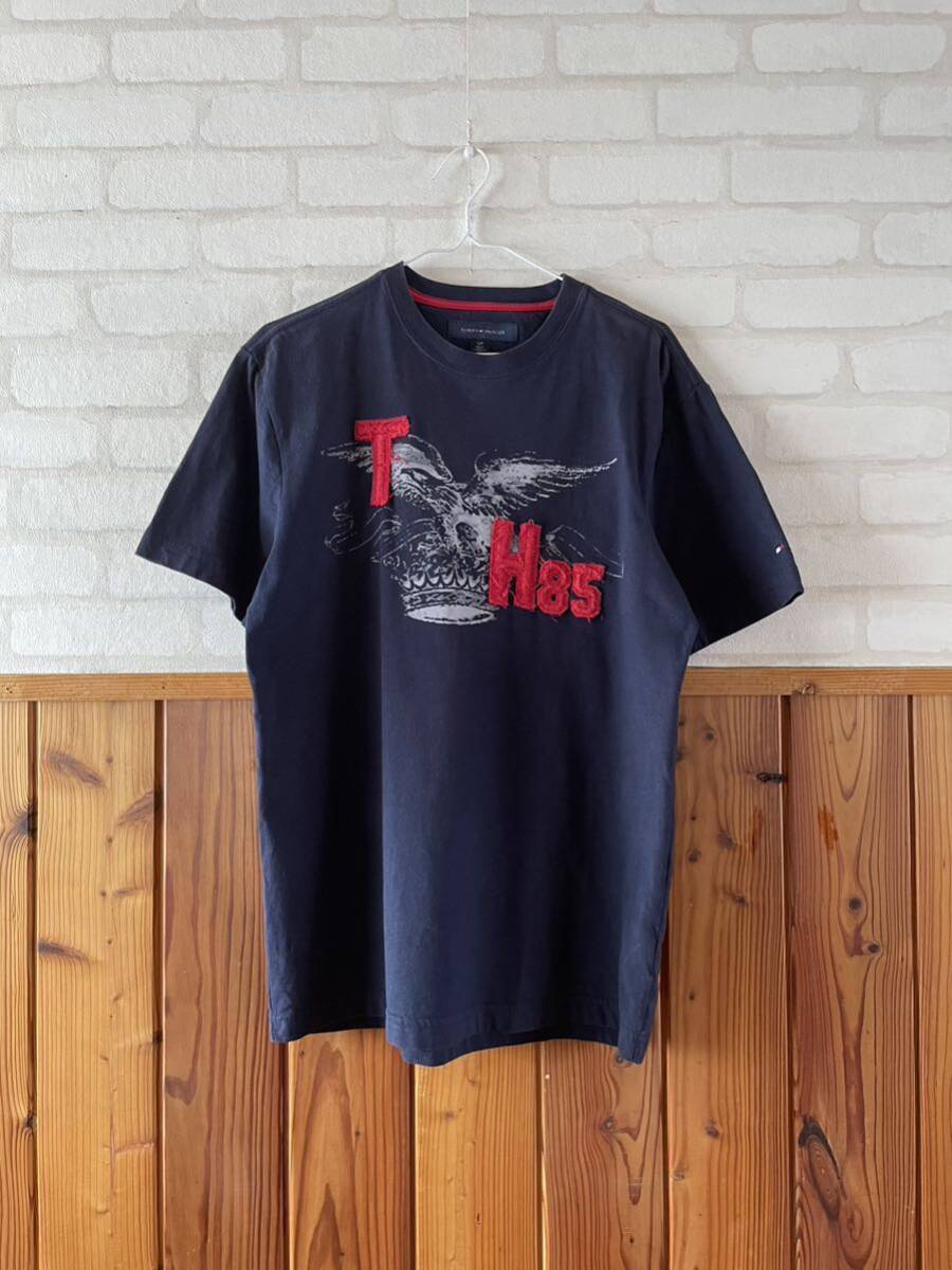 TOMMY HILFIGER トミーヒルフィガー メンズ 半袖 Tシャツ S/P インド製 紺 ネイビー 綿 100% コットンシャツ 古着 ストリートTee shirt ②拍卖