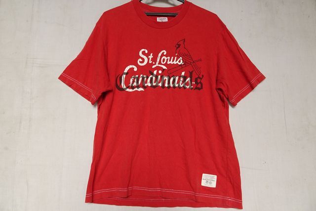 UNIQLO/ユニクロ/半袖Tシャツ/MLB/メジャーリーグ/野球/Cardinals/カーディナルス/前プリント/白ステッチ糸/れんが色/赤/Lサイズ(7/12R)拍卖