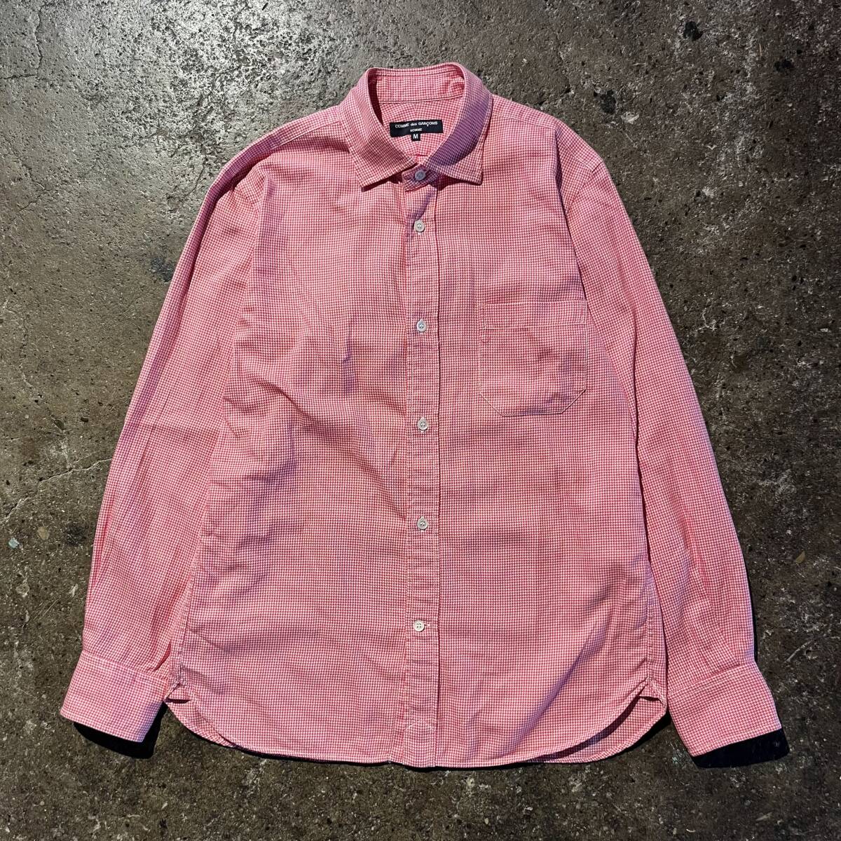 COMME des GARCONS HOMME 2012aw 千鳥格子長袖シャツ コムデギャルソンオム 12aw AD2012 レッド拍卖