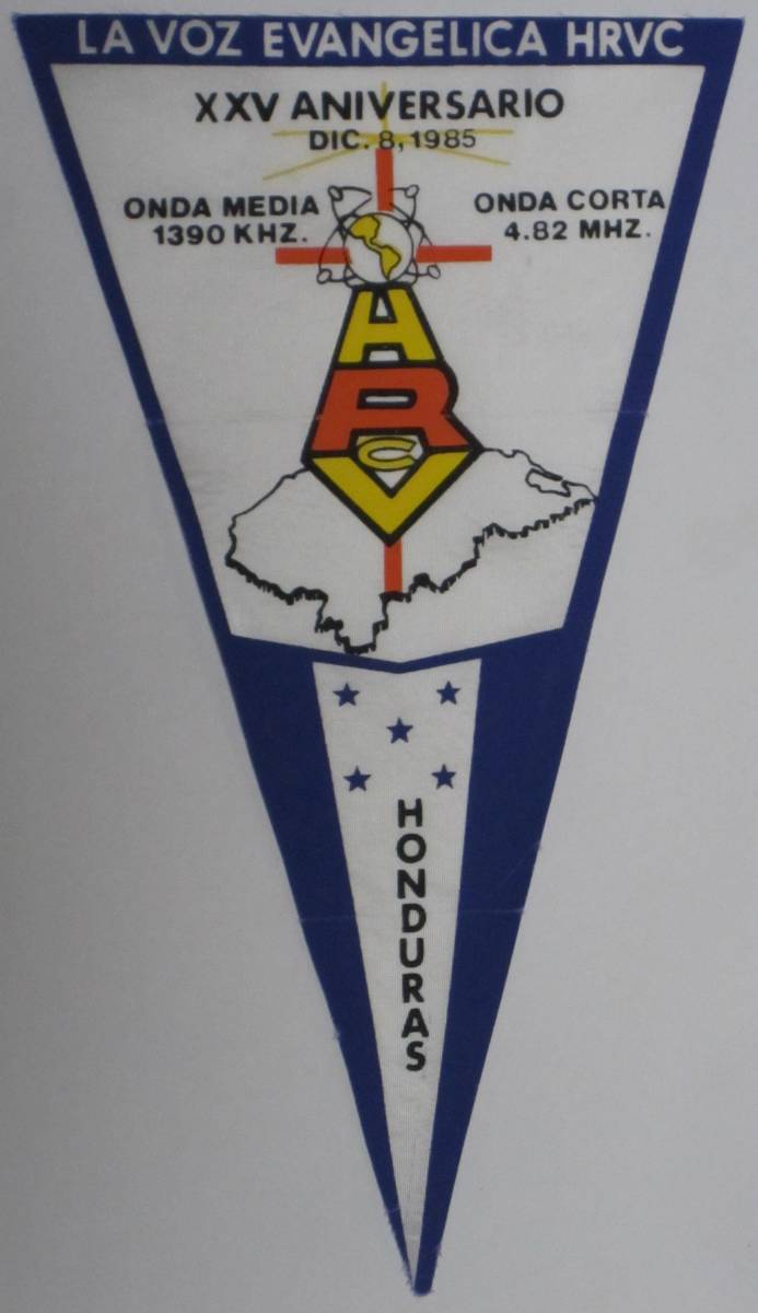 BCL★ベリカードより入手困難★希少特大ペナント★HRVC★エバンゲリカの声★LA VOZ EVANGELICA★中米★ホンジュラス★1970年代拍卖