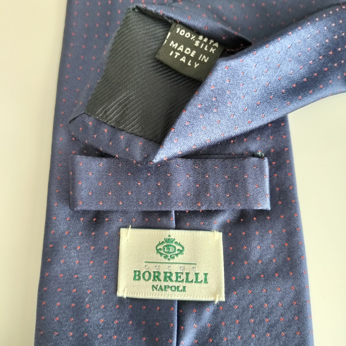 LUIGI BORRELLI(ルイジボレッリ)紺赤点々ネクタイ拍卖