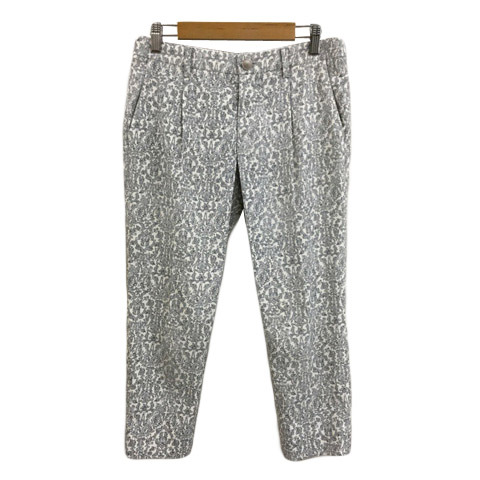 インディヴィ INDIVI パンツ テーパード クロップド タック 総柄 36 白 グレー ホワイト レディース拍卖
