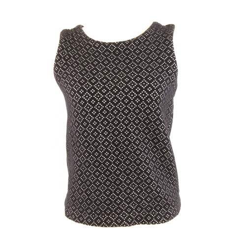 バナナリパブリック BANANA REPUBLIC ノースリーブカットソー 総柄 ストレッチ 黒 白 XS *A644 レディース拍卖