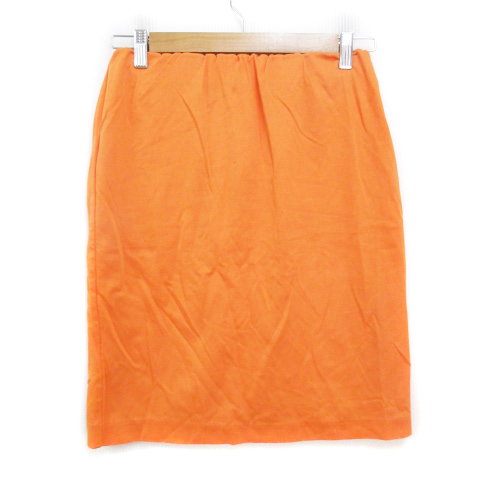 未使用品 イネド INED タイトスカート ひざ丈 無地 9 M オレンジ /FF4 レディース拍卖