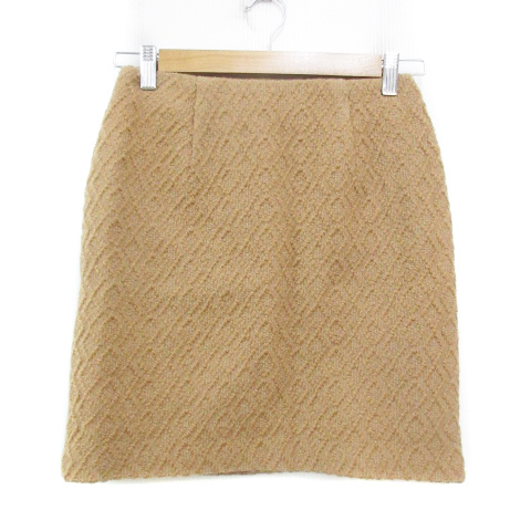 未使用品 フレディ エミュ fredy emue ニットスカート タイトスカート ひざ丈 総柄 36 S ベージュ /FF41 レディース拍卖