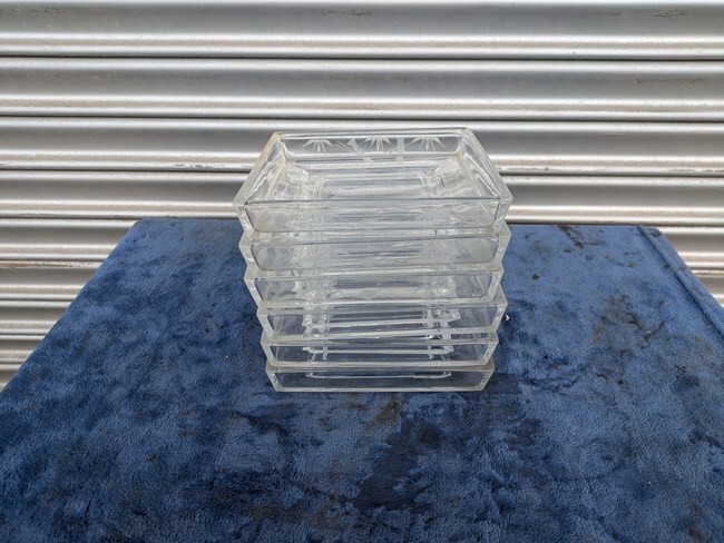 ガラス食器 角皿 17cm 6枚セット拍卖