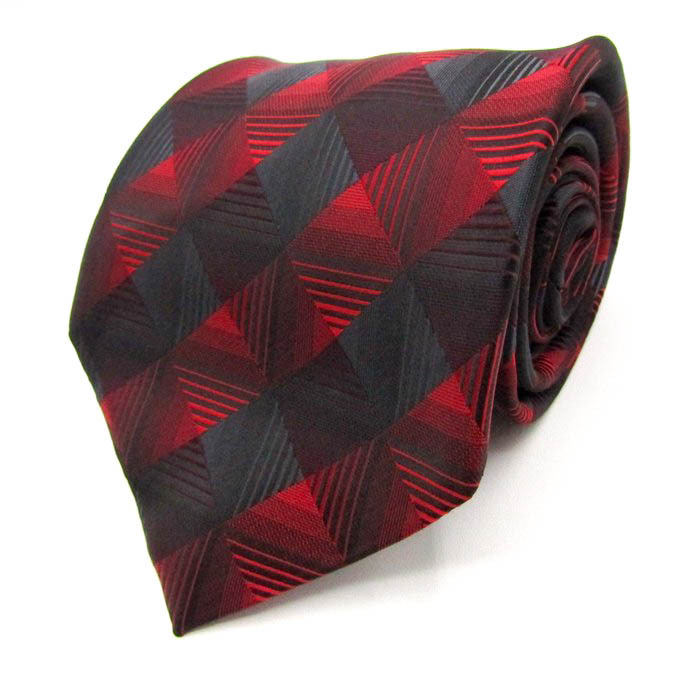 ダナキャラン ブランド ネクタイ チェック柄 格子柄 シルク PO メンズ ワインレッド Donna Karan拍卖