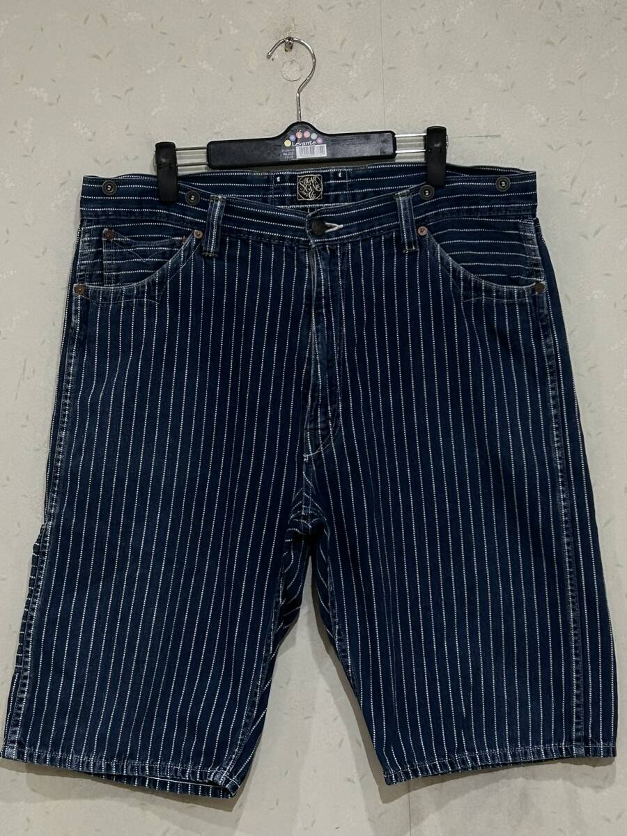 ※東洋エンタープライズ SUGAR CANE シュガーケーン LOT 443 ウォバッシュ ハーフ ショートデニムパンツ 濃紺 大きいサイズ 36 BJBD.G拍卖
