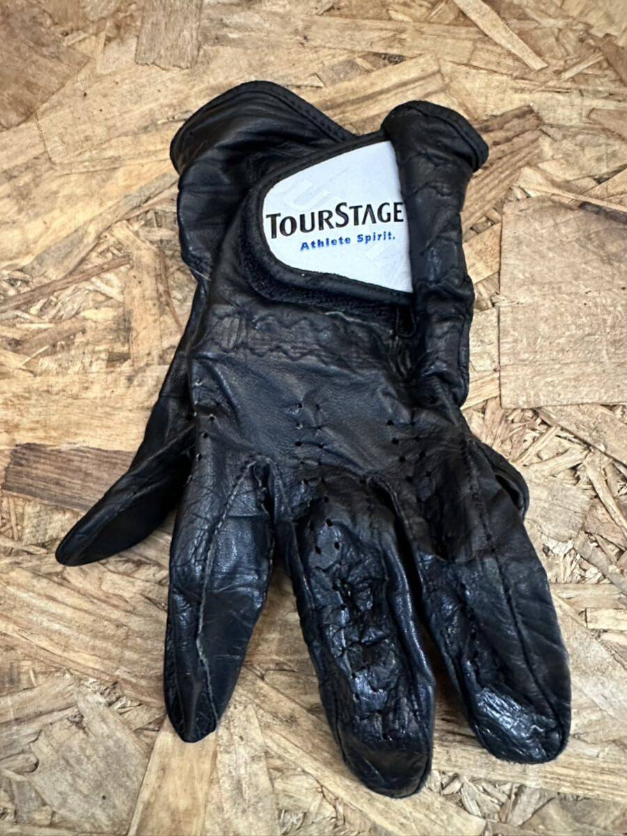 BRIDGE STONE TOURSTAGE ゴルフグローブ 本革 ブラック レザーグローブ サイズ23cm拍卖