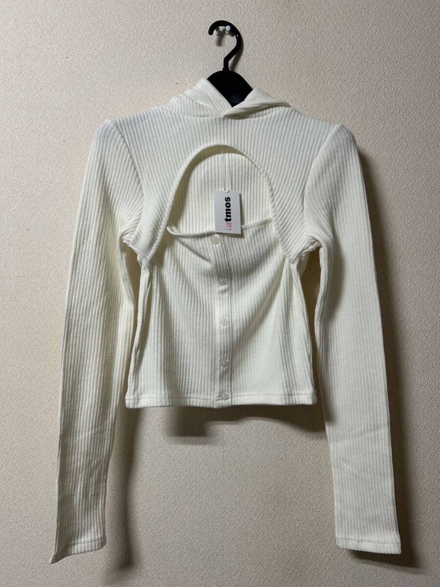 アトモスピンク atmos pink レイヤード ニット フーディ 長袖 ホワイト F拍卖