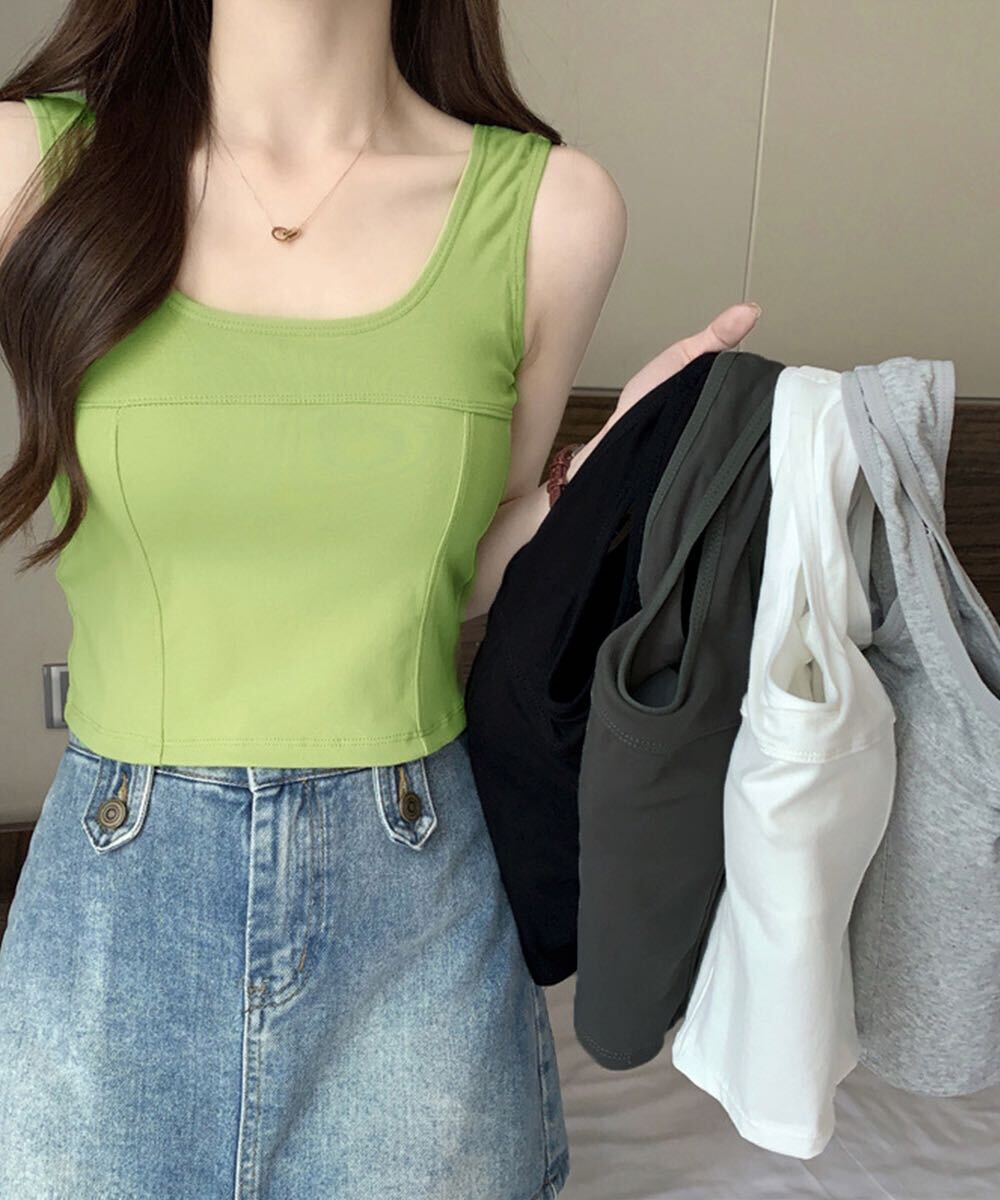 送料無料 新品 カップ付きタンクトップ ショート丈 夏服拍卖