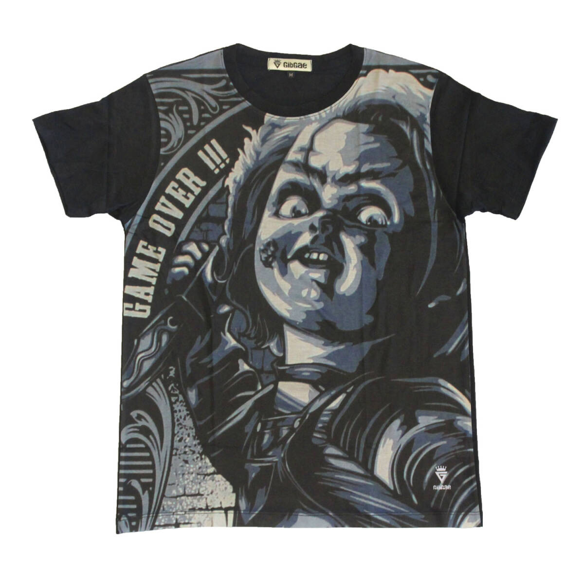チャッキー チャイルドプレイ 映画 アメリカ ホラー 人気 人形 プレゼント ストリート系 デザインTシャツ メンズ 半袖 ★tsr0697-blk-m拍卖