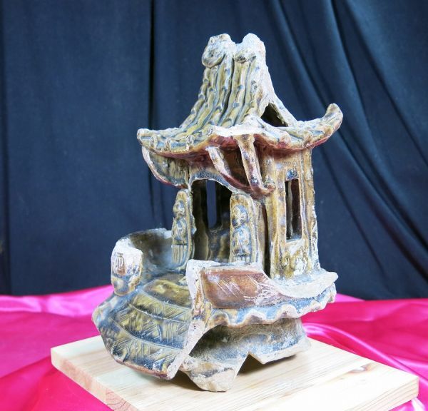 ③d 越州窯神殿 3~4世紀 遺跡発掘品 中国 陶器/ 副葬品 墳墓 シルクロード 明器 埋蔵文化財 素焼き 洛陽拍卖