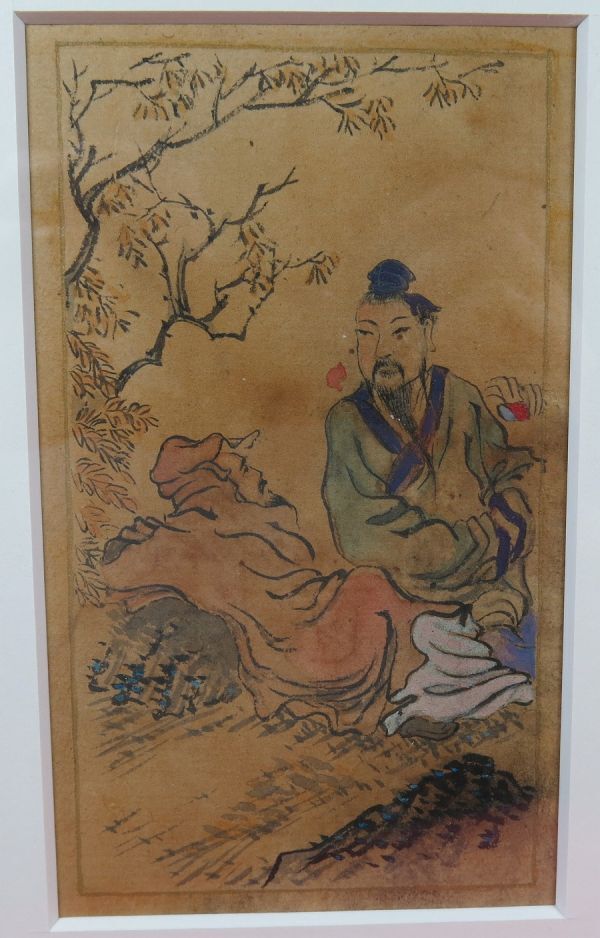 ③d 李朝人物民画③ 李朝時代 直筆 朝鮮半島 額入り / 大黒天 如来 釈迦 涅槃 観音 菩薩 寿老人 七福神 布袋 文鎮拍卖