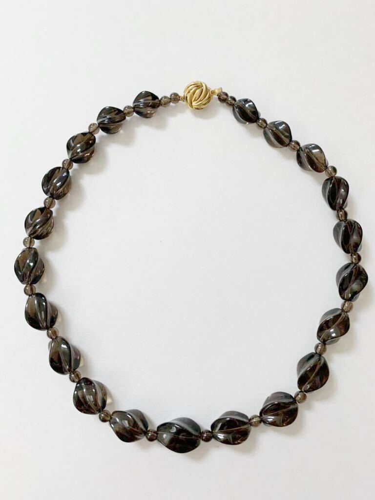 【美品】ヴィンテージ チャンキー スモーキークォーツ ネックレス ボリューミー silver刻印 天然石 レア 希少 天然石 レトロモダン拍卖