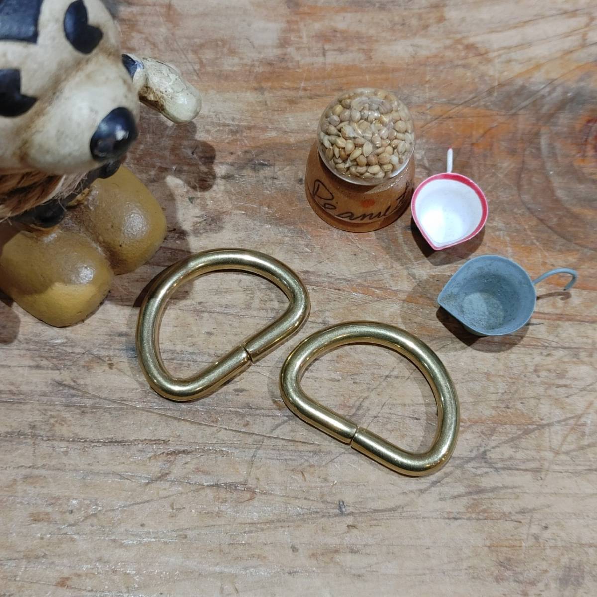 レザークラフト 真鍮金具 Brass 並半月カン 内径25mm 2個セット拍卖