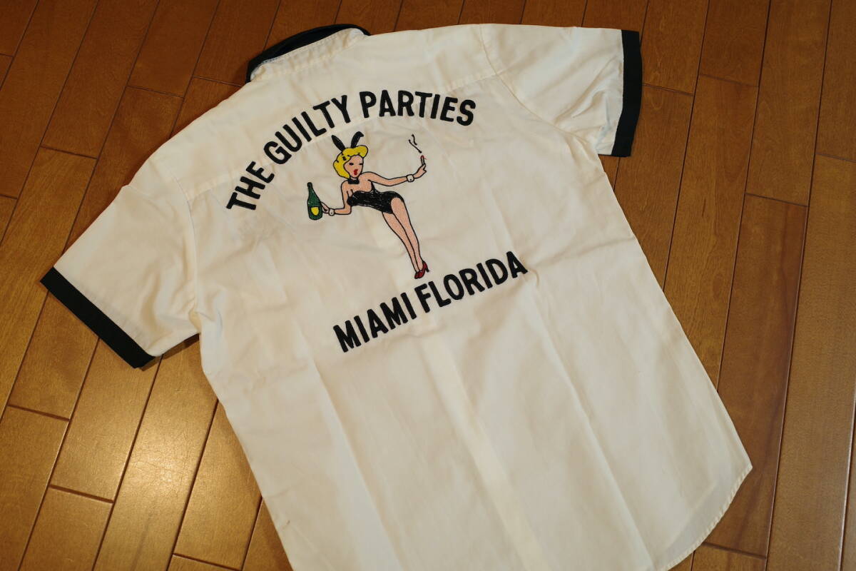 美品 WACKOMARIA ワコマリア 半袖シャツ 刺繍 S 本物 白×黒拍卖