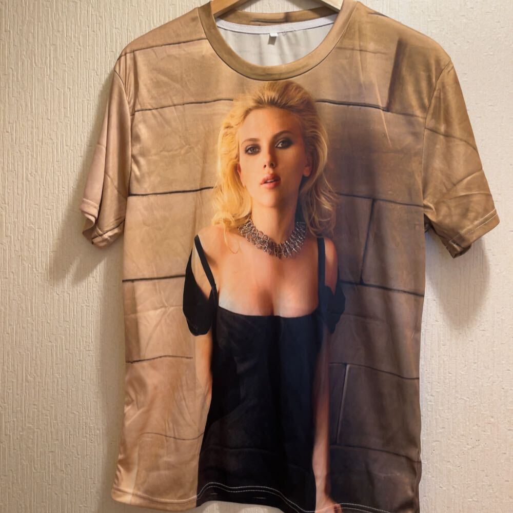 新品★スカーレットヨハンソン★ブラックドレス★セクシーTシャツ★ユニセックス★L★ベージュ拍卖