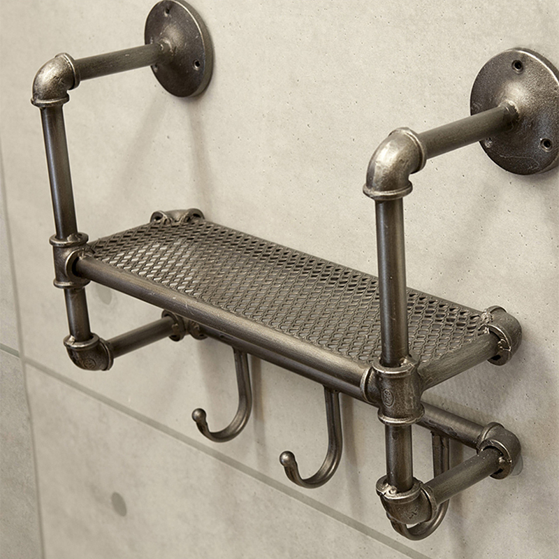 ウォールシェルフ 壁 棚 おしゃれ ブルックリンテイスト ラック 配管モチーフ ヴィンテージ調 インダストリアル インテリア 鉄製 重厚拍卖