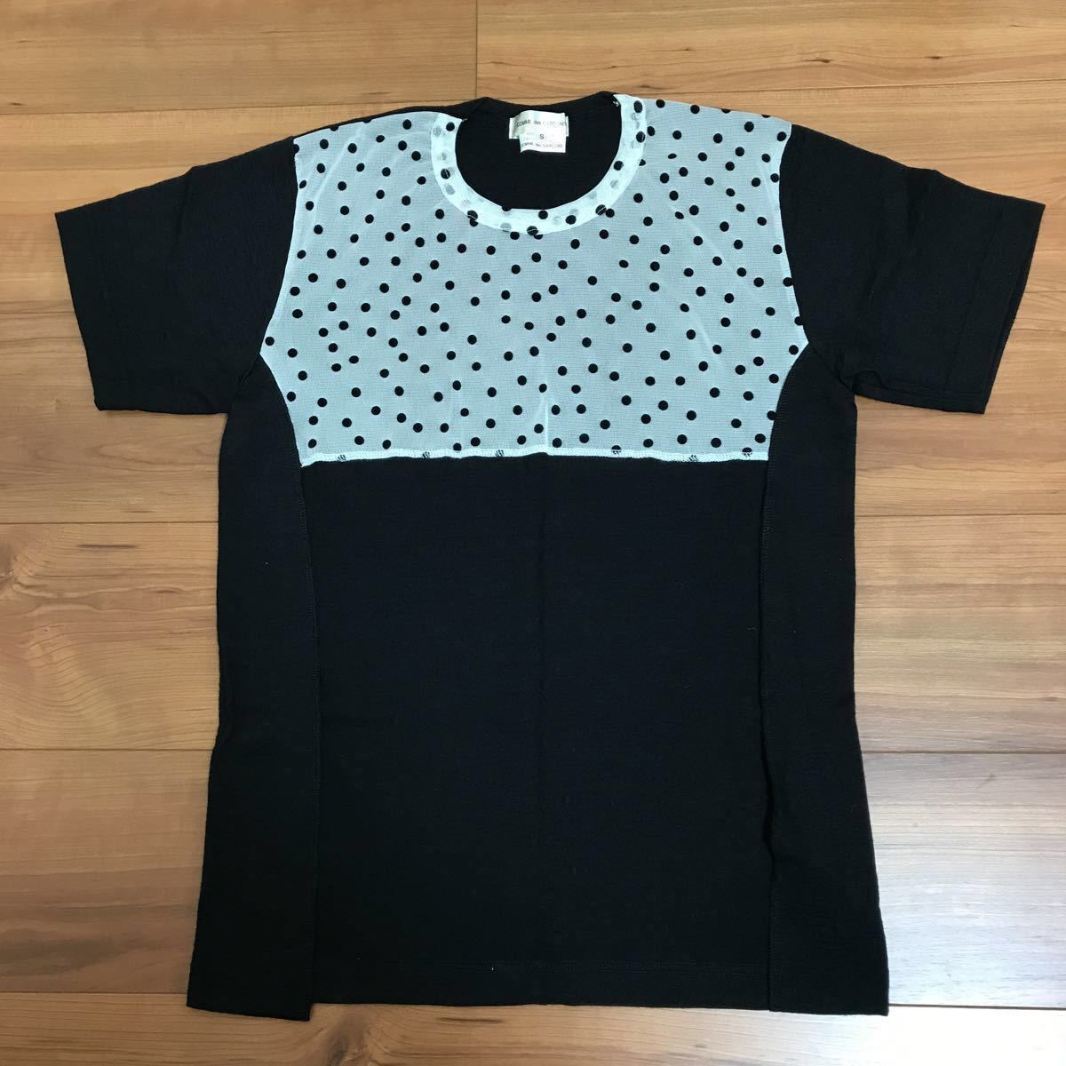 美品 COMME des GARCONS 半袖カットソー S 水玉 白×黒 コムデギャルソン拍卖
