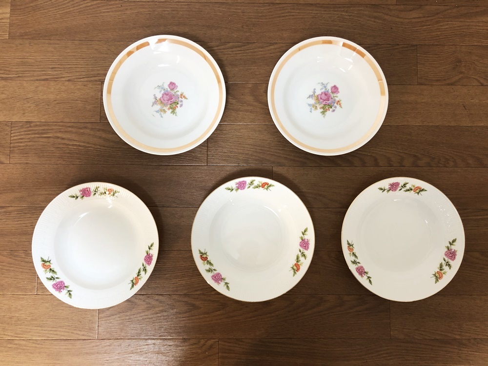 昭和レトロ食器 TONO CHINA皿2枚 洋食器SANYO TOKI JAPAN皿3枚 花陶器皿 東濃陶器 拍卖