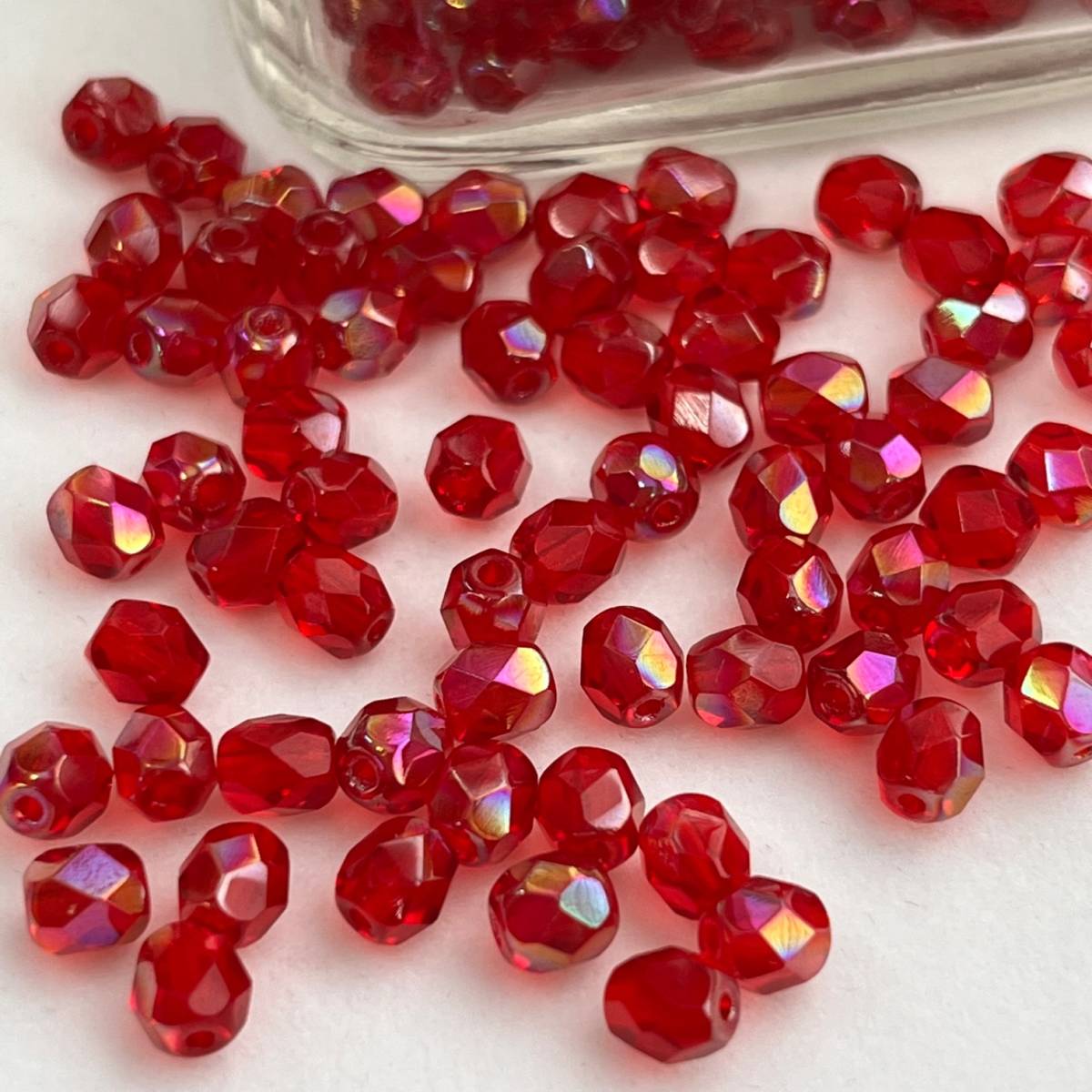 チェコビーズ ファイアポリッシュ 5mm 30個入り【ライトシャムルビー 1-4】ファイヤ―ポリッシュ 手芸 アクセサリー ハンドメイド 手作り拍卖