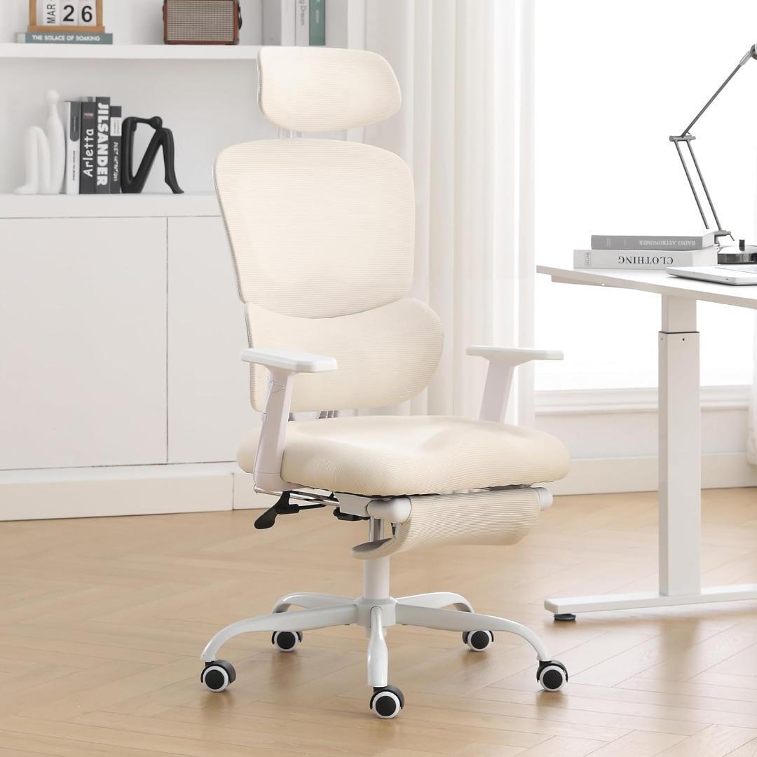 オフィスチェア デスク 椅子 オットマン付き 約140度リクライニング メッシュ拍卖