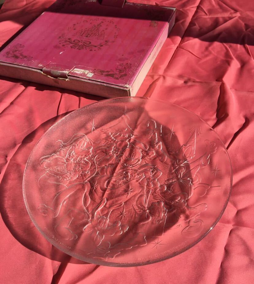 【送料無料】東京ディズニーランド ガラス大皿プレート Xmas 未使用 箱付き ヴィンテージ レア クリスマス拍卖