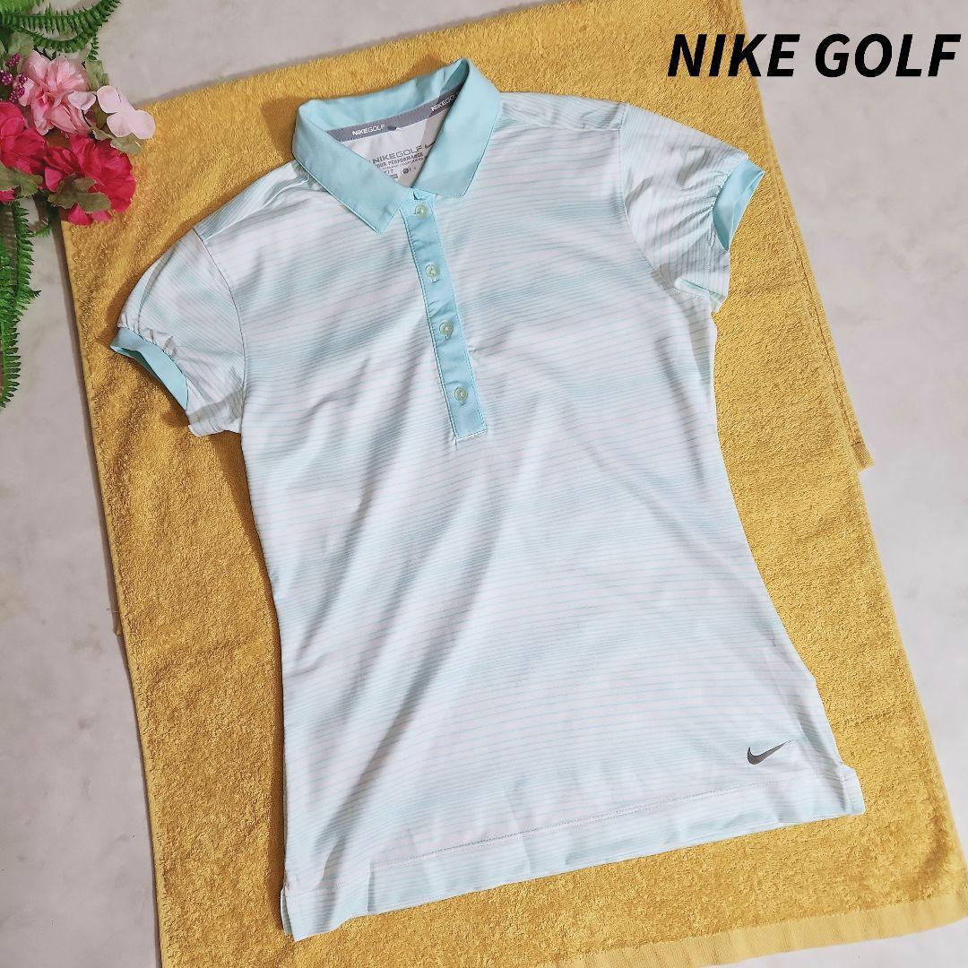 NIKE GOLF 速乾ドライ・半袖ポロシャツ・白&水色 ゴルフ レディース 83529拍卖