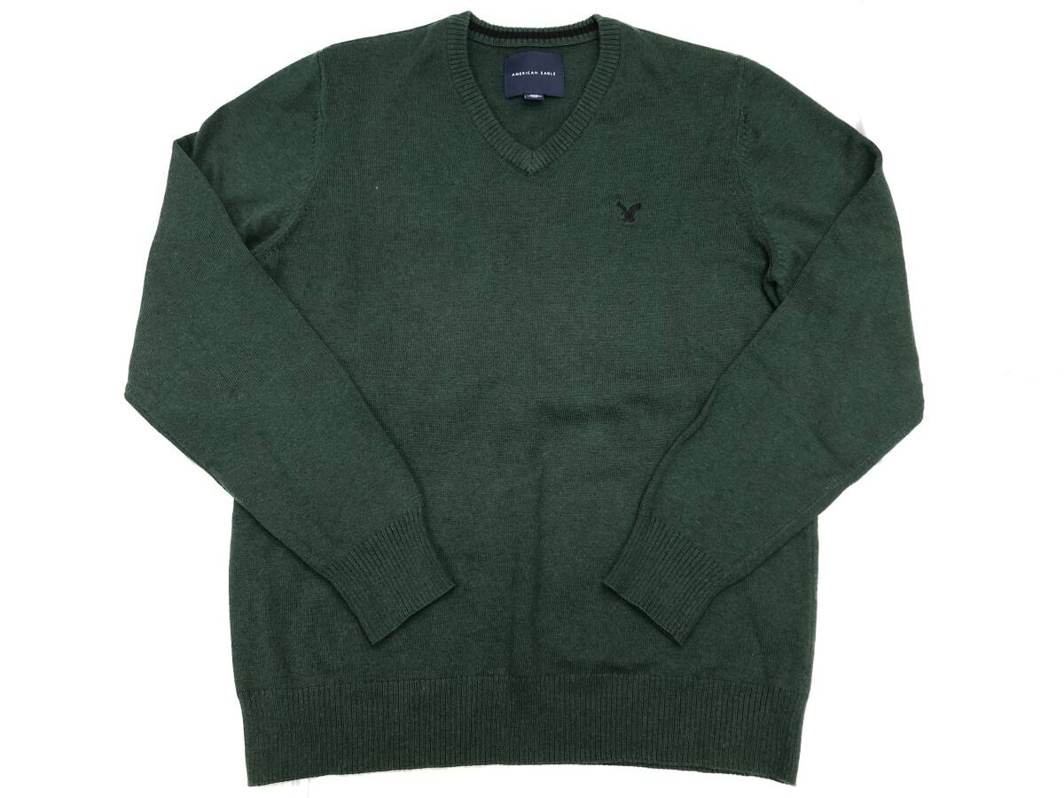 ★Lサイズ(US Mサイズ)【AMERICAN EAGLE】セーター 長袖 グリーン系 緑色 アメリカンイーグル ニット拍卖