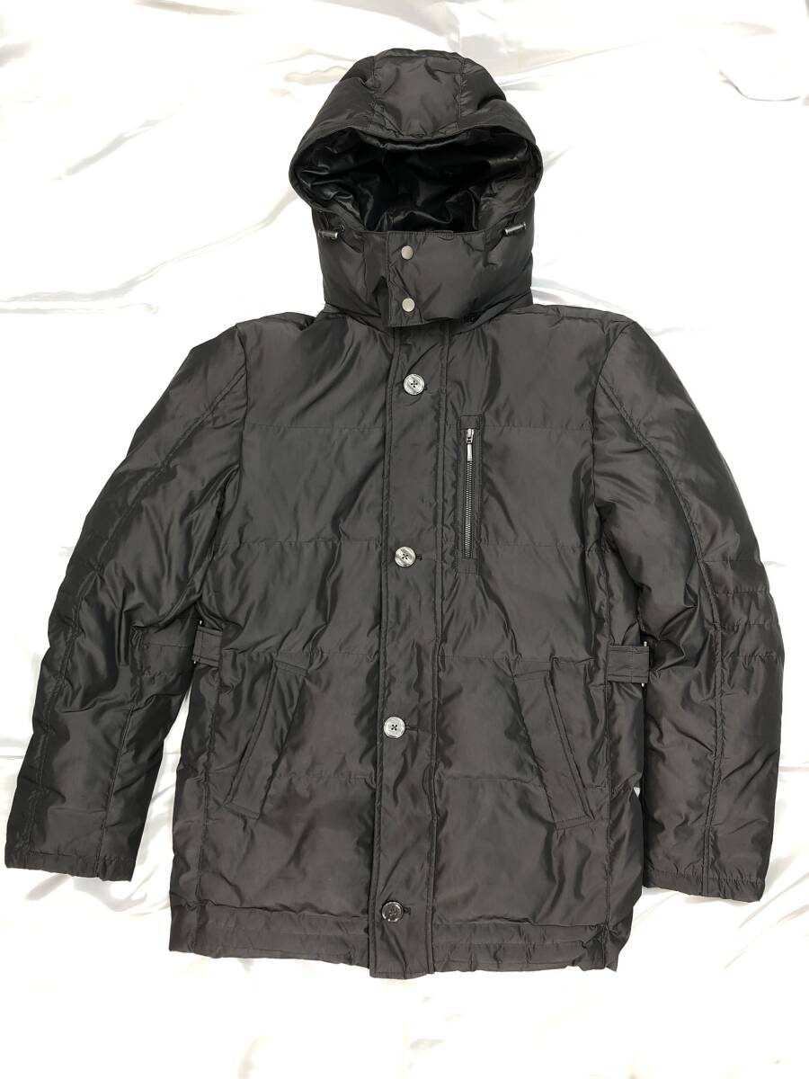 ★Lサイズ【HILTON】ダウンジャケット 黒 ブラック系 ヒルトン アウター 上着 フード ポリエステル 比翼仕立て フライフロント拍卖