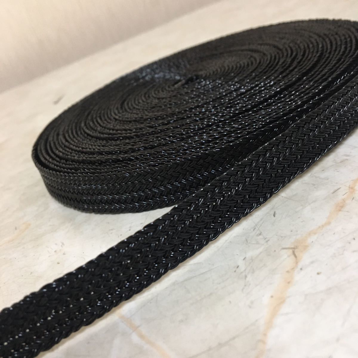 ■14mm ナイロンメタリック組紐テープ 黒 10m巻  編み物 手芸 バッグ ハンドメイド 材料 素材 SLM-2253-172■拍卖