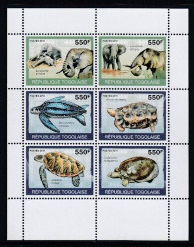 トーゴ切手『ゾウ/ウミガメ』6枚シート拍卖