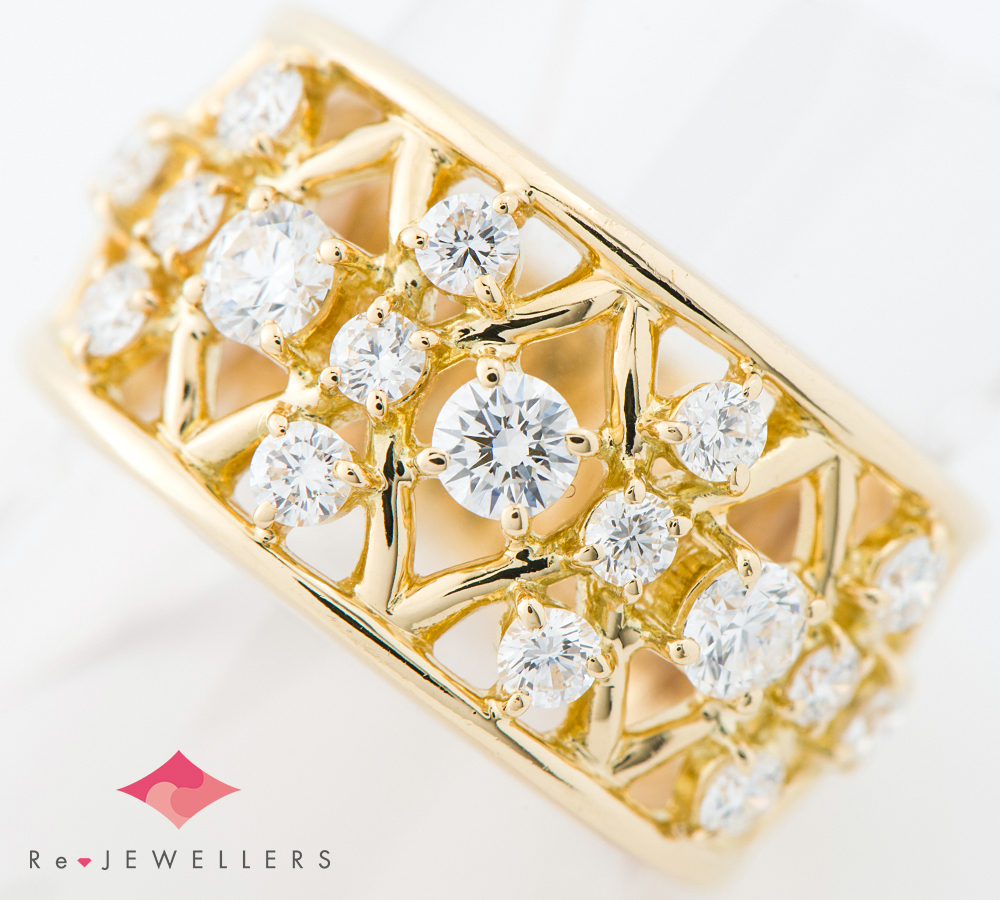 ミキモト ダイヤモンド計0.97ct 18金イエローゴールド 10.5号 リング・指輪【中古】拍卖