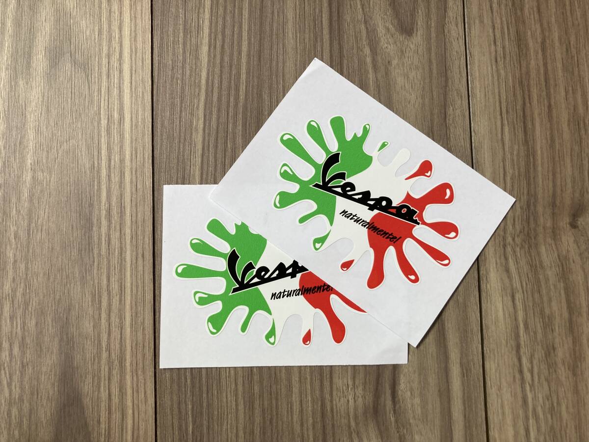 送料無料 Vespa Naturalmentel Splat ベスパ スプリット カッティング ステッカー セット 100mm × 65mm拍卖