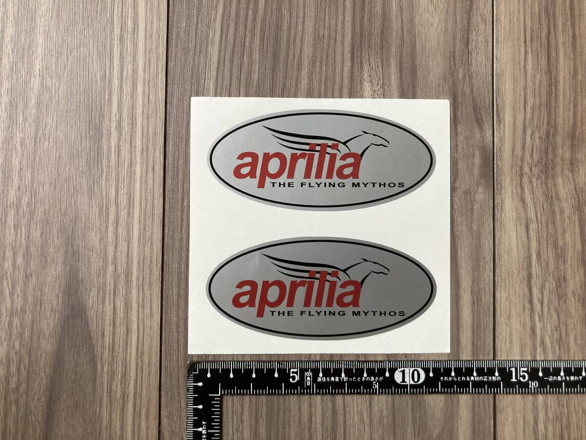 送料無料 Aprilia Flying Mythos アプリリア カッティング ステッカー セット シルバー 105mm x 47mm拍卖