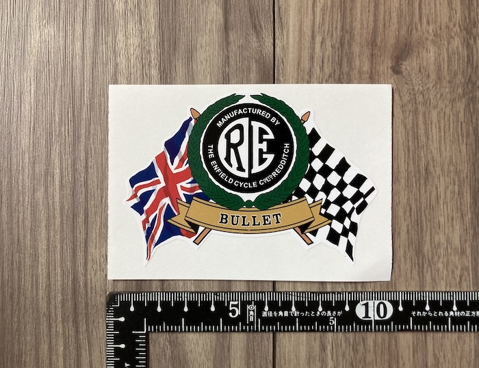 送料無料 Royal Enfield RE Flag & Scroll ロイヤルエンフィールド カッティング ステッカー 95mm × 65mm拍卖