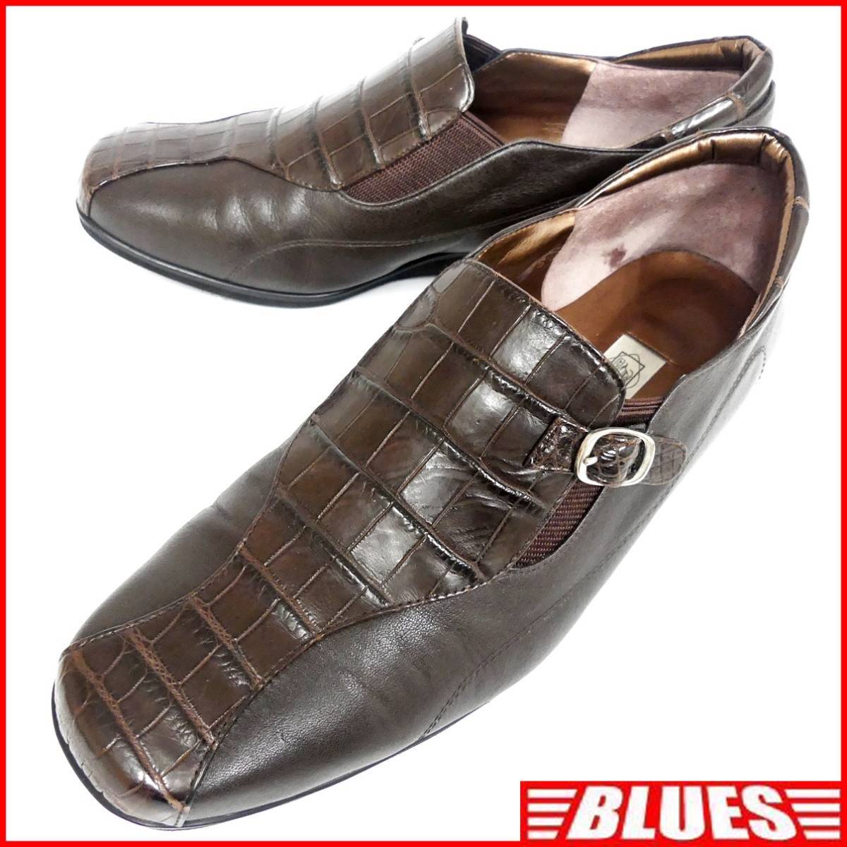 即決★日本製 Apollo★25cm レザービジネスシューズ アポロ メンズ 茶 クロコ型押し 本革 レースアップ 本皮 ヒール 革靴 ベルトストラップ拍卖