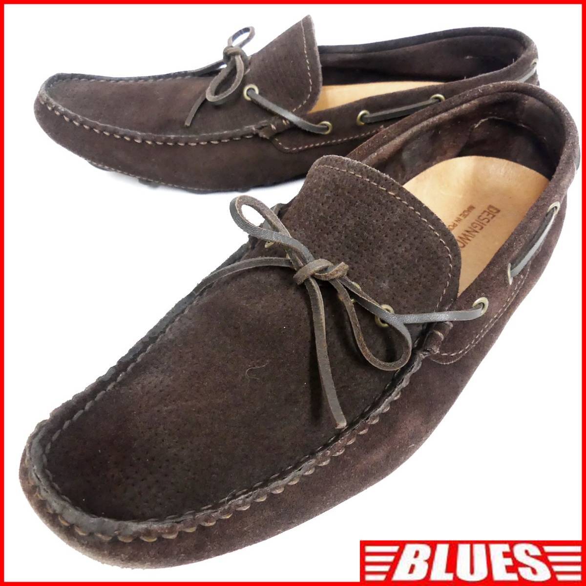 即決★ポルトガル製 DESIGNWORKS★26.5cm レザースリッポン デザインワークス メンズ 43 茶 本革 ドライビングシューズ 本皮 ローファー拍卖