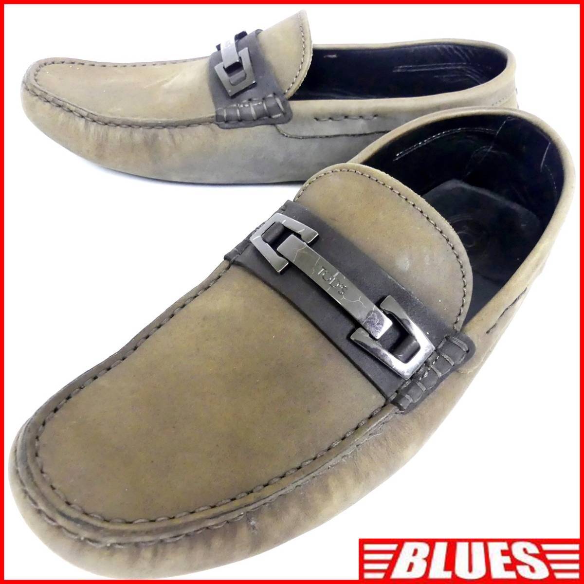 即決★イタリア製 TOD'S★25.5cm レザービットローファー トッズ メンズ 7.5 茶 カーキ 本革 ドライビングシューズ 本皮 スリッポン 革靴拍卖