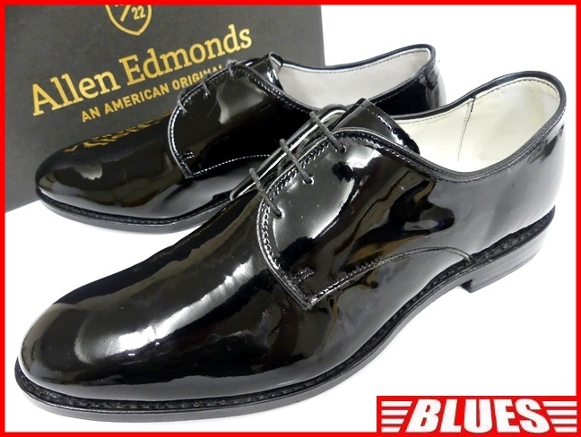 即決★Allen Edmonds★新品 27.5~28㎝位 レザービジネスシューズ アレンエドモンズ メンズ 10 黒 本革 本皮 革靴 エナメル 箱付き 袋付き拍卖