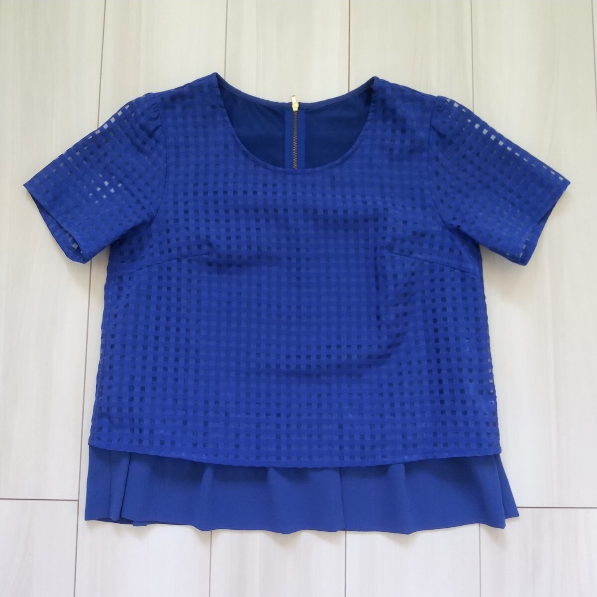 ◯(328)AG by aquagirl ブルー シアーチェック レイヤード トップス拍卖